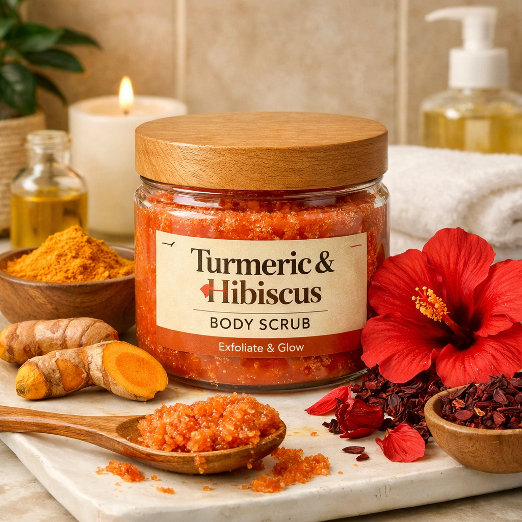Turmeric hibiscus scrub
